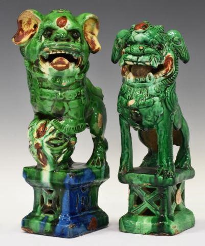  2 CHINESE GREEN GLAZED FOO DOG 35ce1a