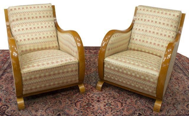 (2) ART DECO STYLE RECLINED LOUNGE CHAIRS(pair)