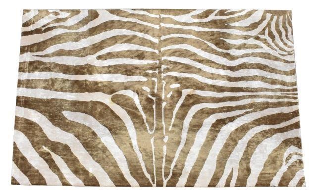 LARGE ZEBRA PATTERN SILK RUG, 14'2"