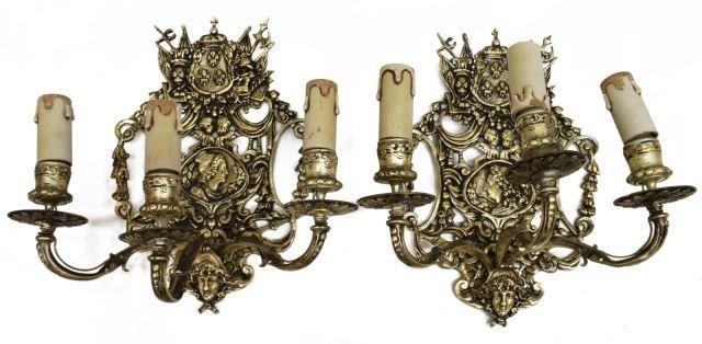  2 LOUIS XIV STYLE FIGURAL 3 LIGHT 35cefa