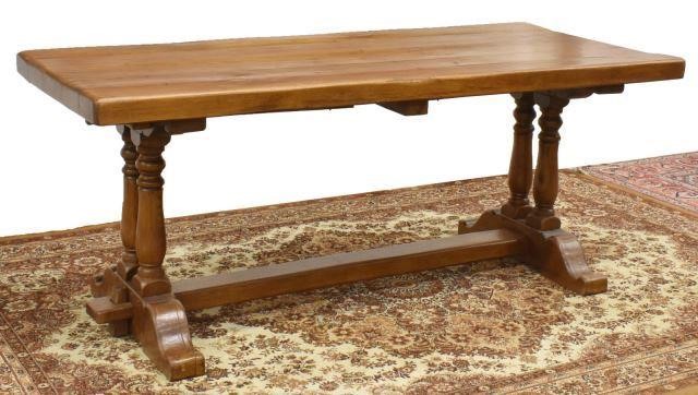 FRENCH OAK REFECTORY TRESTLE TABLE,