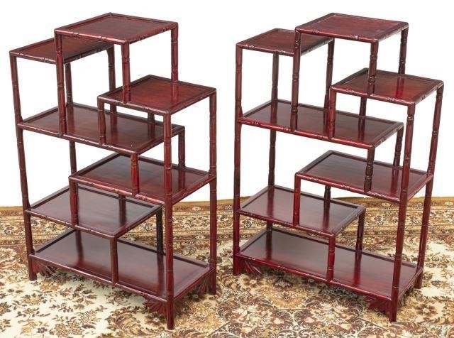 (2) CHINESE ROSEWOOD MULTI-TIER