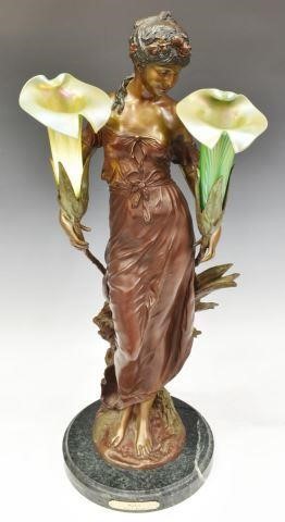 ART NOUVEAU STYLE FIGURAL BRONZE TWO-LIGHT