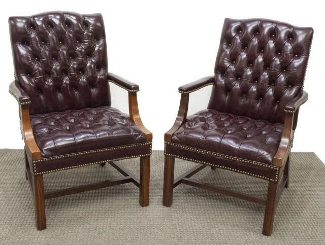  2 CHIPPENDALE STYLE TUFTED OXBLOOD 35cf4a