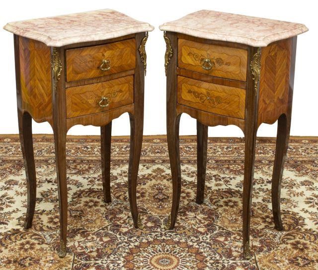  2 FRENCH LOUIS XV STYLE MARBLE TOP 35cfb3