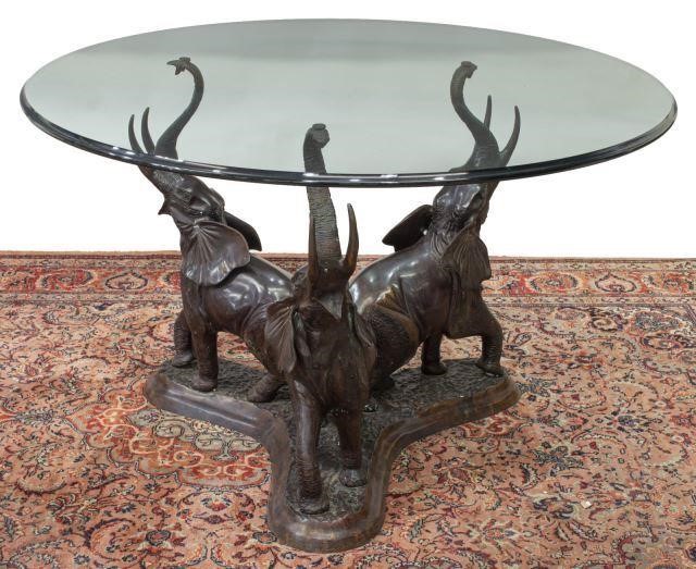 BRONZE ELEPHANT 47.5"DIAM GLASS-TOP