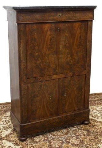 FRENCH MARBLE-TOP MAHOGANY SECRETAIRE