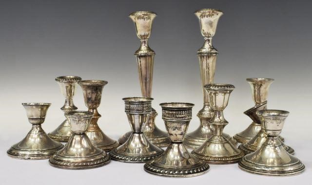  12 WEIGHTED STERLING SILVER CANDLESTICKS lot 35d003