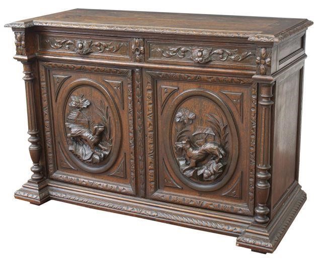 FRENCH HENRI II STYLE CARVED OAK 35d00c