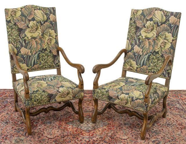  2 LOUIS XIV STYLE FLORAL UPHOLSTERED 35d011