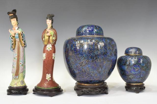  4 CHINESE CLOISONNE ENAMEL FIGURES 35d04d