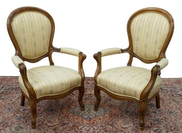 (2) FRENCH LOUIS PHILIPPE UPHOLSTERED