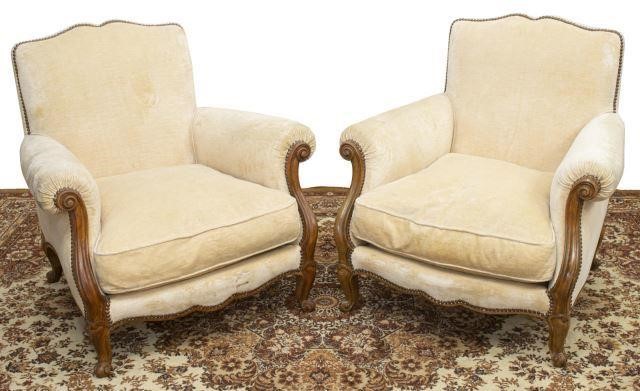  2 FRENCH LOUIS XV STYLE UPHOLSTERED 35d066