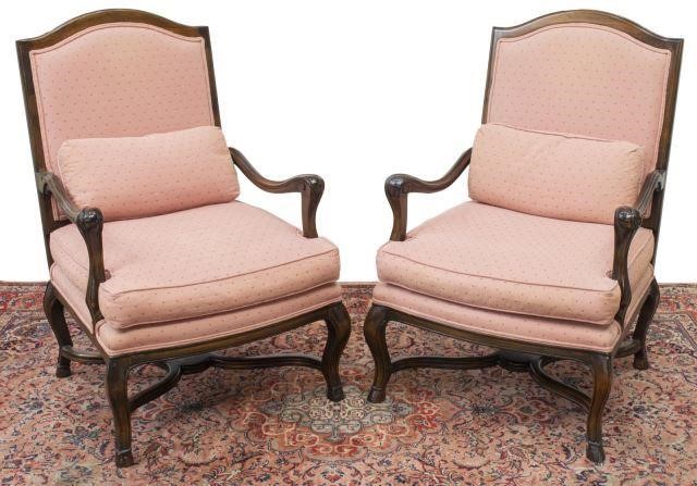 (2) LOUIS XV STYLE UPHOLSTERED