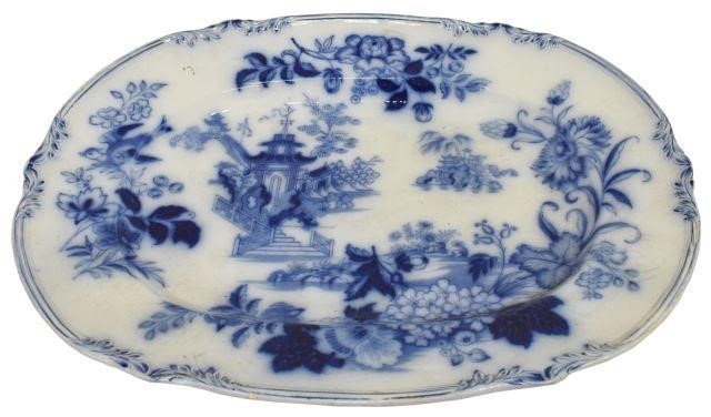 ENGLISH FLOW BLUE CHINOISERIE SERVING 35d098