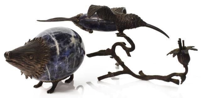 (2) STERLING & BLUE STONE ANIMAL