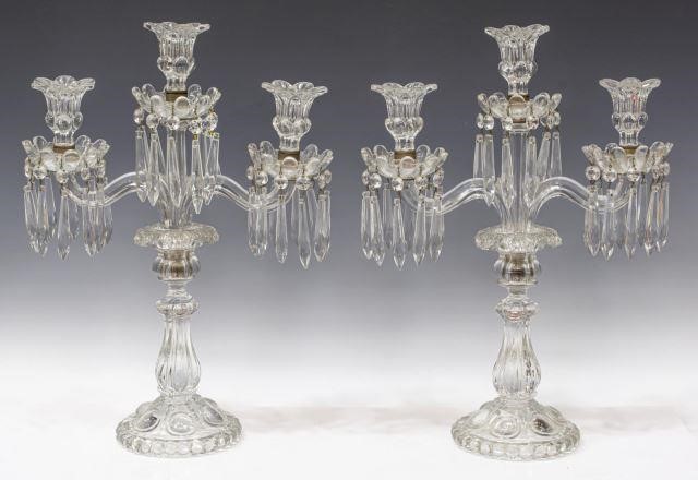 (2) FRENCH BACCARAT CRYSTAL THREE-LIGHT