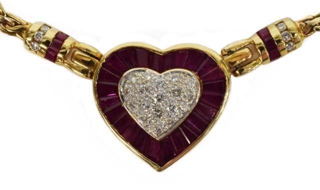 ITALIAN 14KT DIAMOND RUBY HEART 35d107