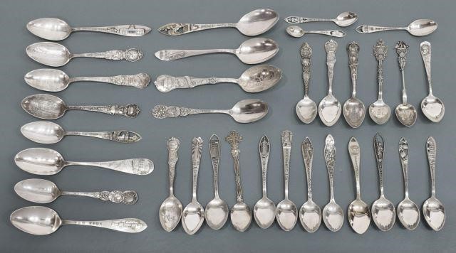 (33) STERLING SILVER SOUVENIR SPOONS,