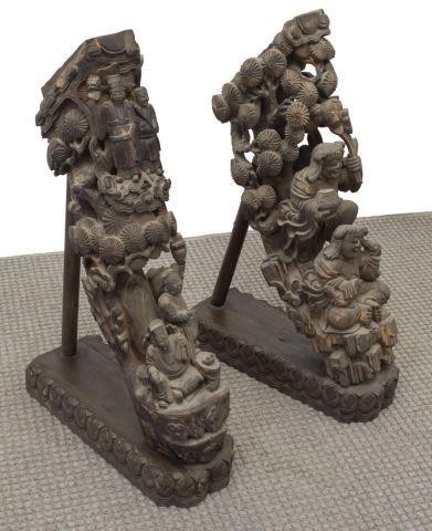  2 CHINESE CARVED WOOD ARCHITECTURAL 35d111