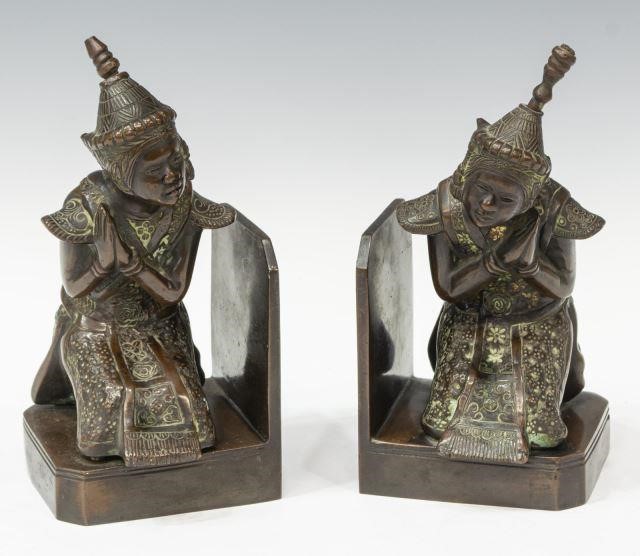  2 EAST ASIAN PATINATED BRONZE 35d116