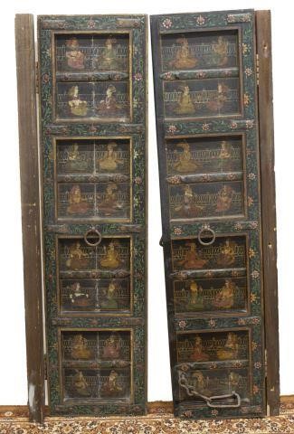 (2) ARCHITECTURAL FIGURAL PAINTED DOORS,