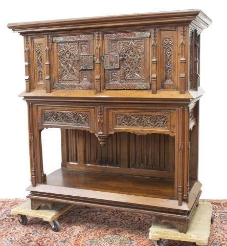 FRENCH GOTHIC REVIVAL CARVED WALNUT