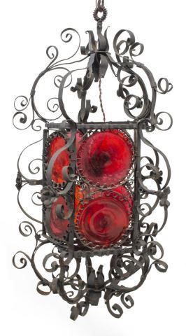 WROUGHT IRON BULLSEYE GLASS HANGING 35d1dd