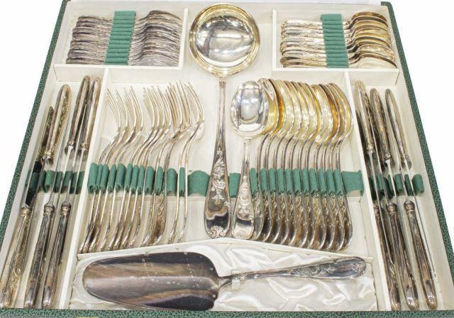 (62) FRENCH SILVER PLATE FLATWARE