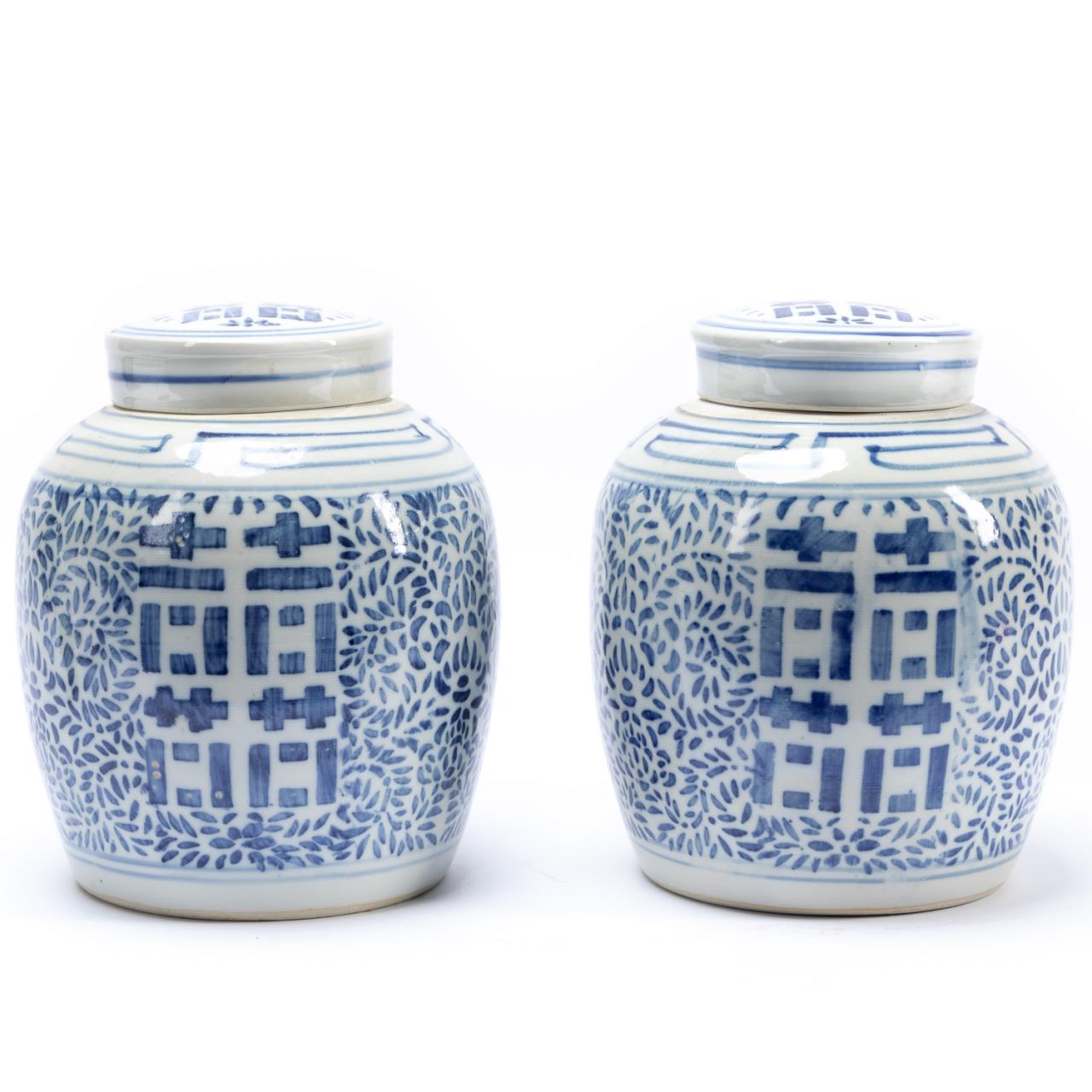 PAIR, CHINESE BLUE AND WHITE DOUBLE