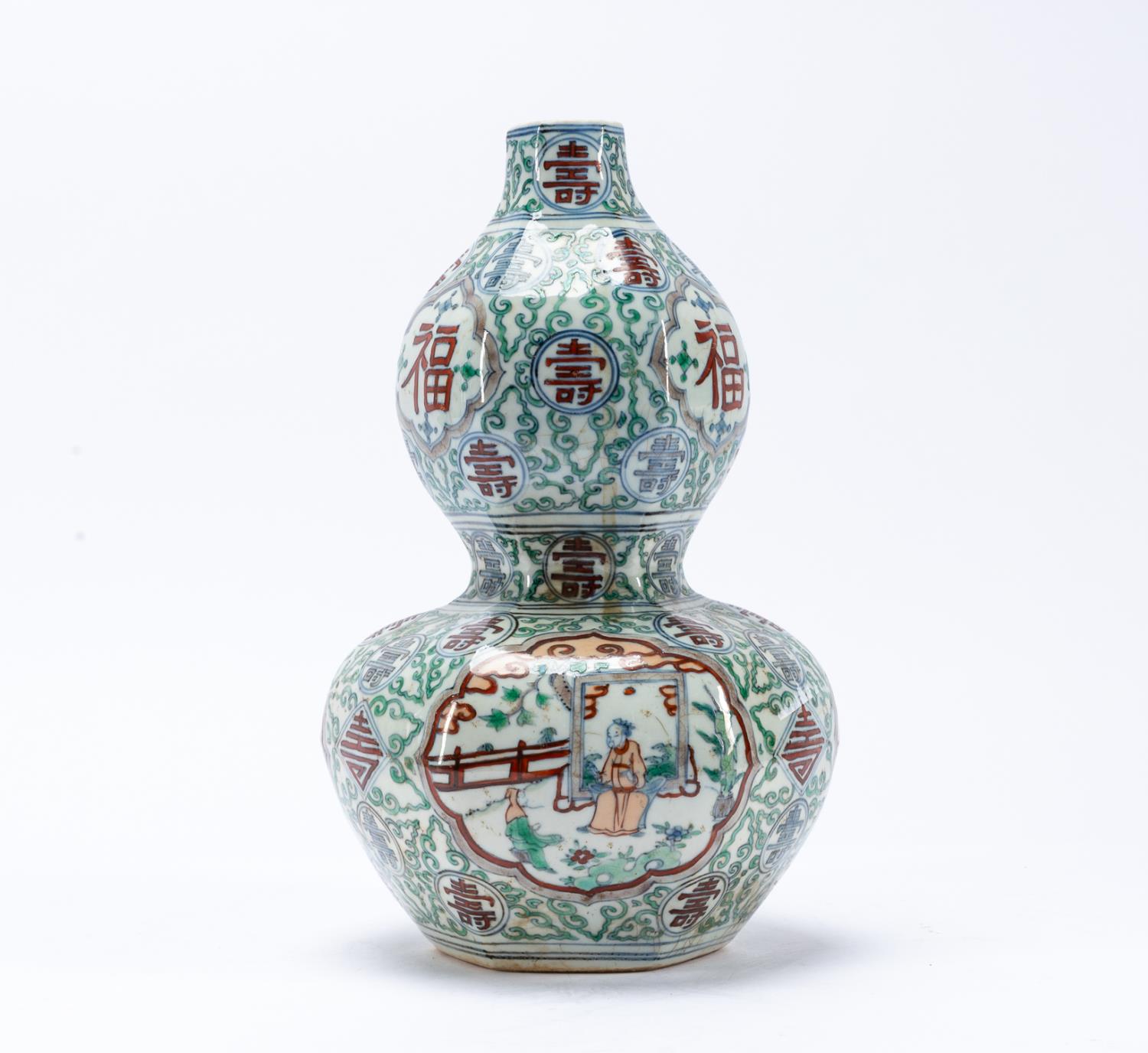 CHINESE WUCAI DOUBLE GOURD PORCELAIN