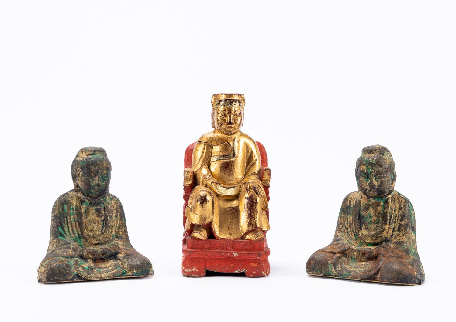 THREE ASIAN BUDDHA FIGURES, ONE
