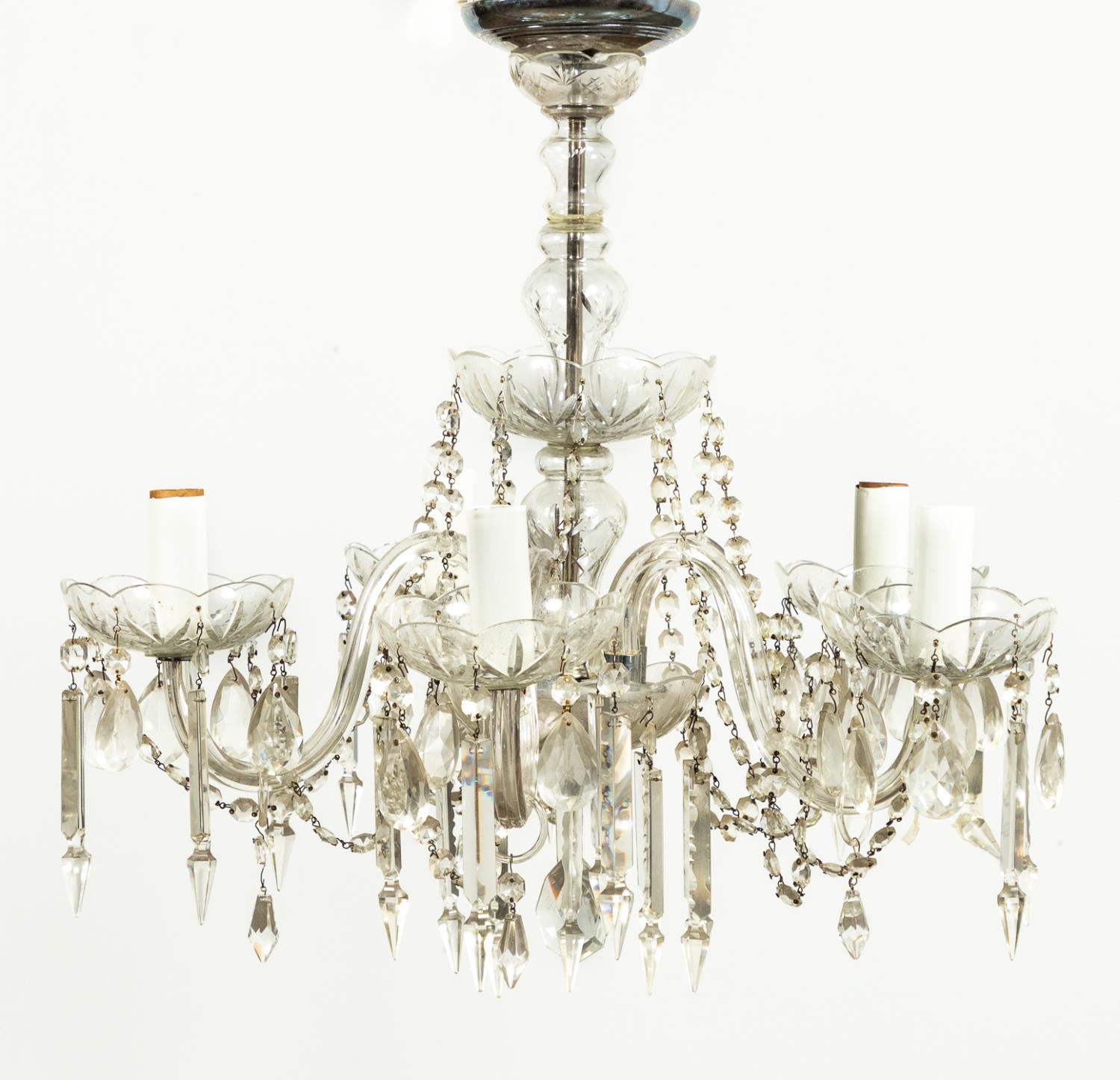 20TH C. BOHEMIAN FIVE-LIGHT CRYSTAL