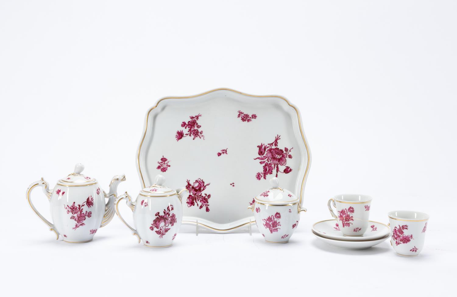 8PC RICHARD GINORI PINK FLORAL DEMITASSE