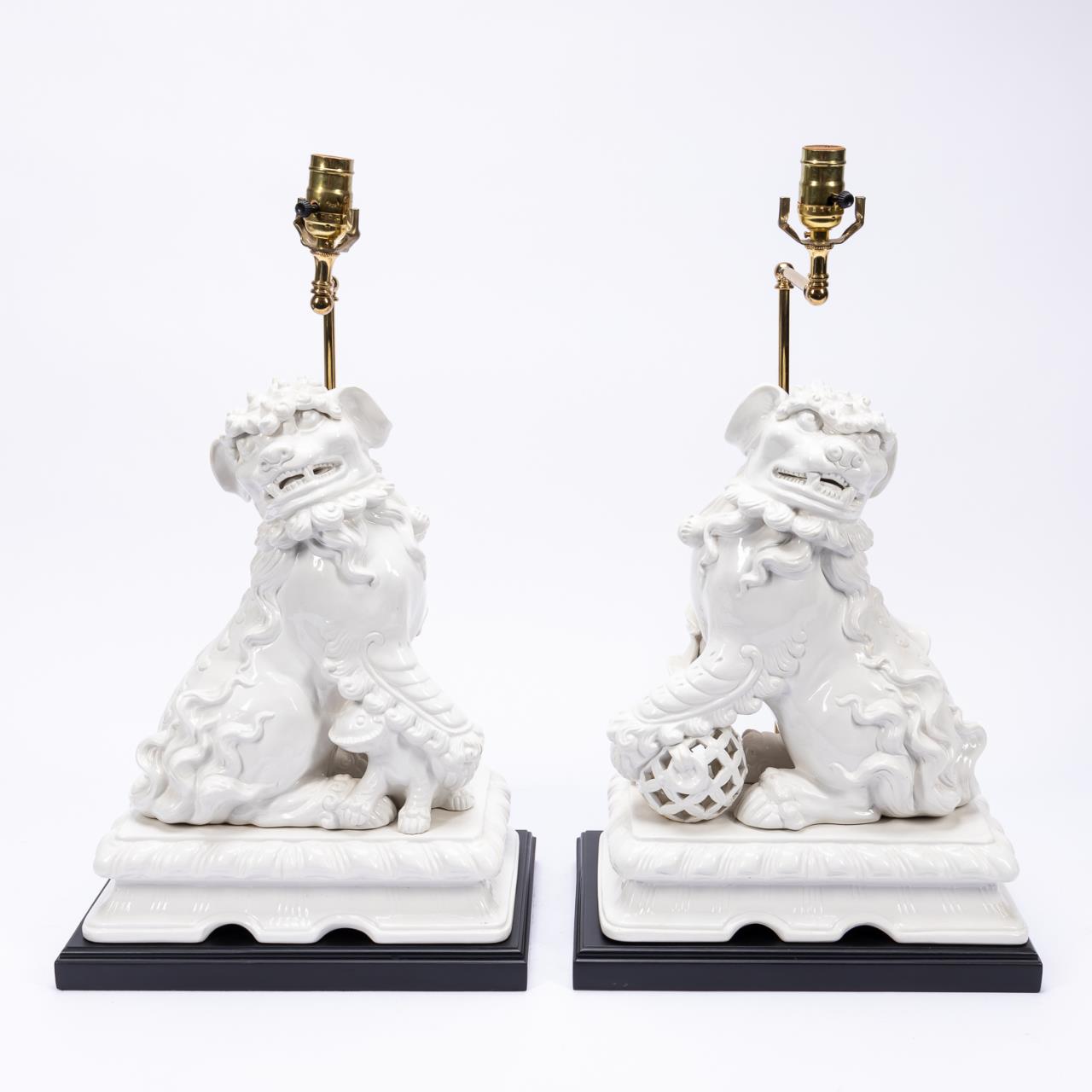 PAIR, ITALIAN MAJOLICA GUARDIAN