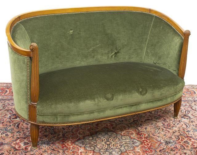 FRENCH ART DECO UPHOLSTERED WALNUT