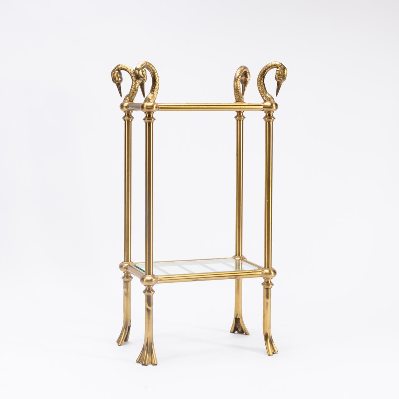 HOLLYWOOD REGENCY BRASS SWAN NECK TIERED