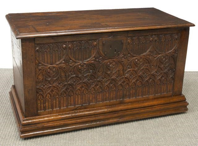 FRENCH GOTHIC REVIVAL CARVED OAK