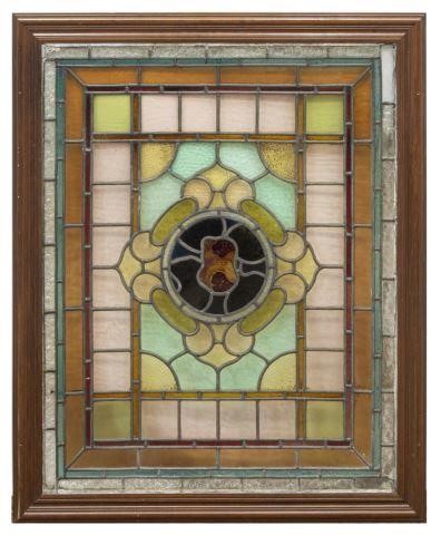 STAINED LEADED GLASS WINDOW POMEGRANATESFramed 35d495