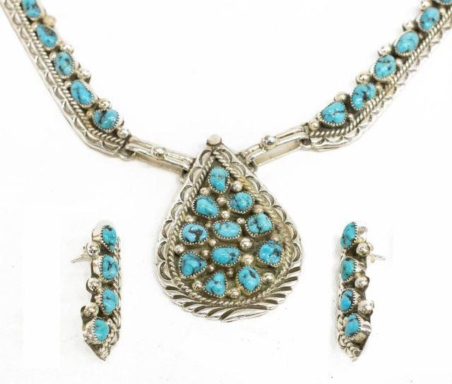 SOUTHWEST STERLING TURQUOISE NECKLACE 35d49a