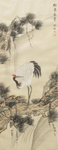 JAPANESE CRANE SCROLL PAINTING 35d521