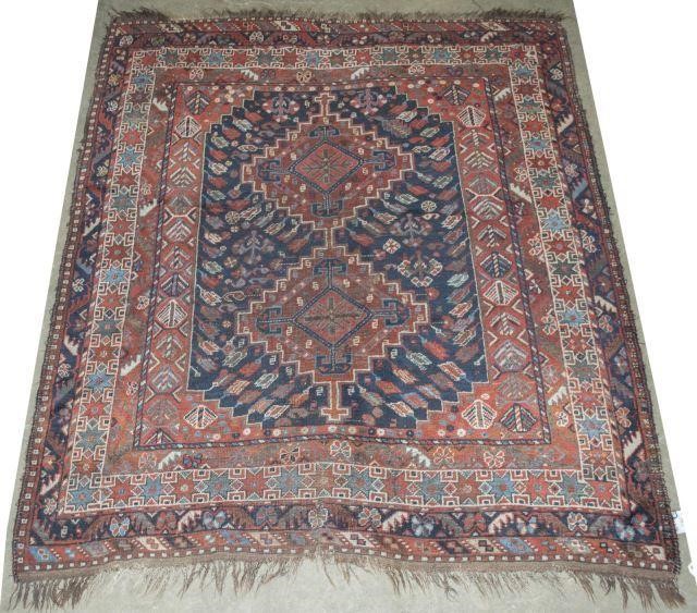 HAND-TIED PERSIAN SHIRAZ RUG, 6'6"