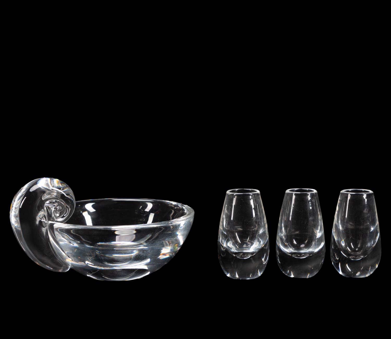 4PC STEUBEN CRYSTAL OLIVE DISH 35d52b