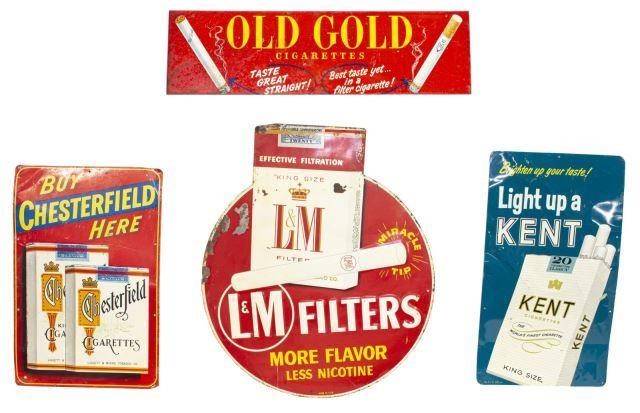 (4) VINTAGE METAL CIGARETTE ADVERTISEMENT