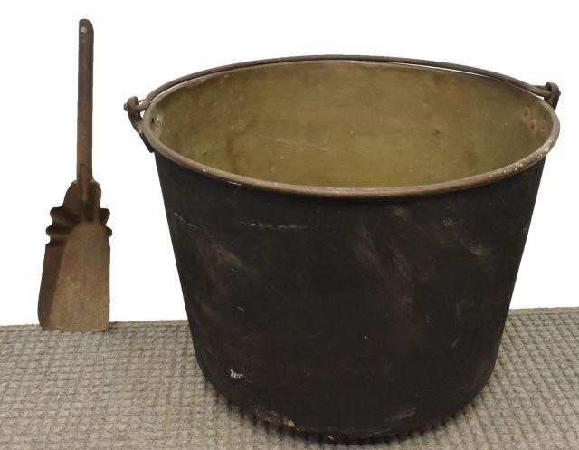 (2) LARGE COPPER CAULDRON & SCOOP(lot