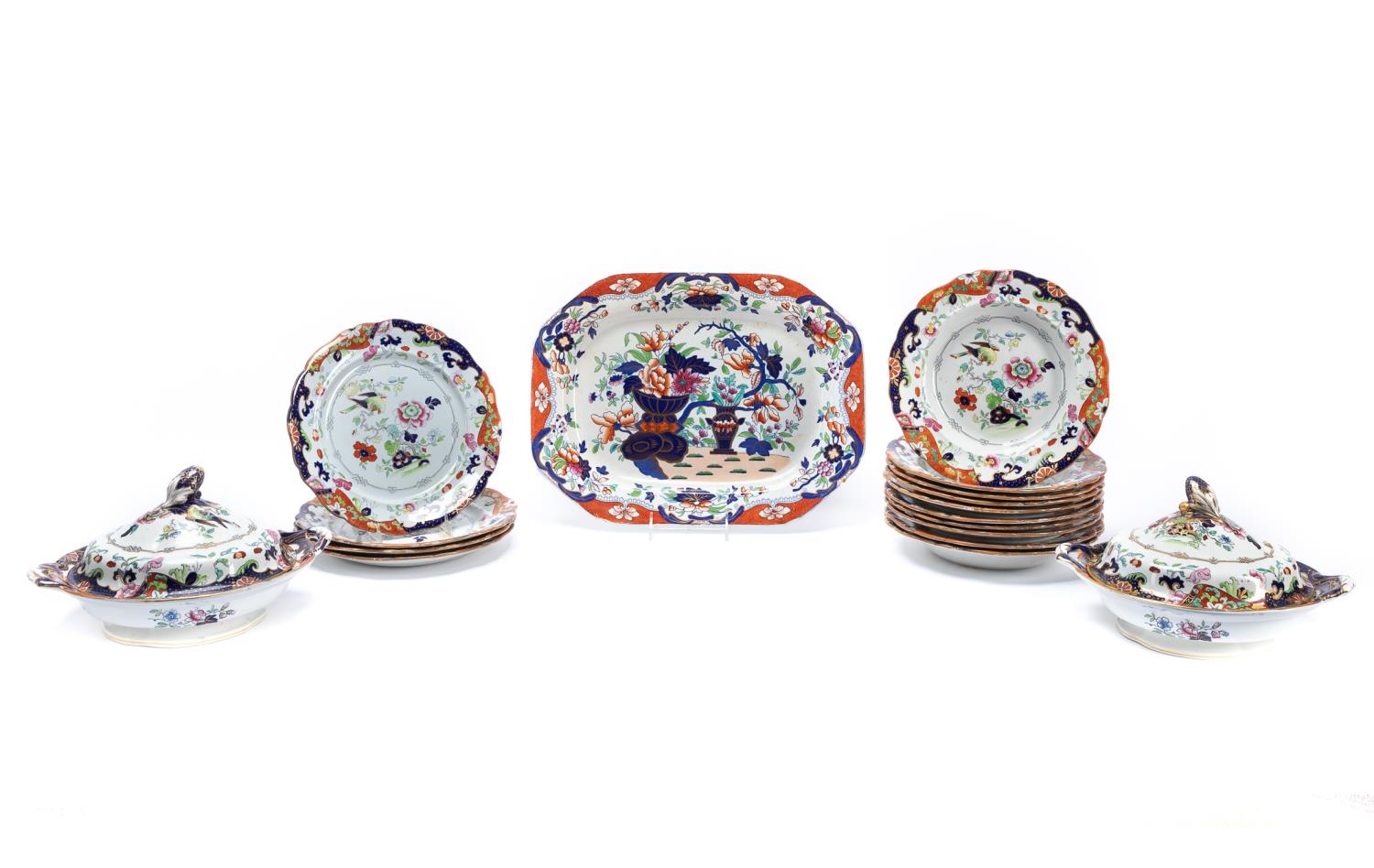 GROUP 17 PCS ENGLISH IRONSTONE IMARI