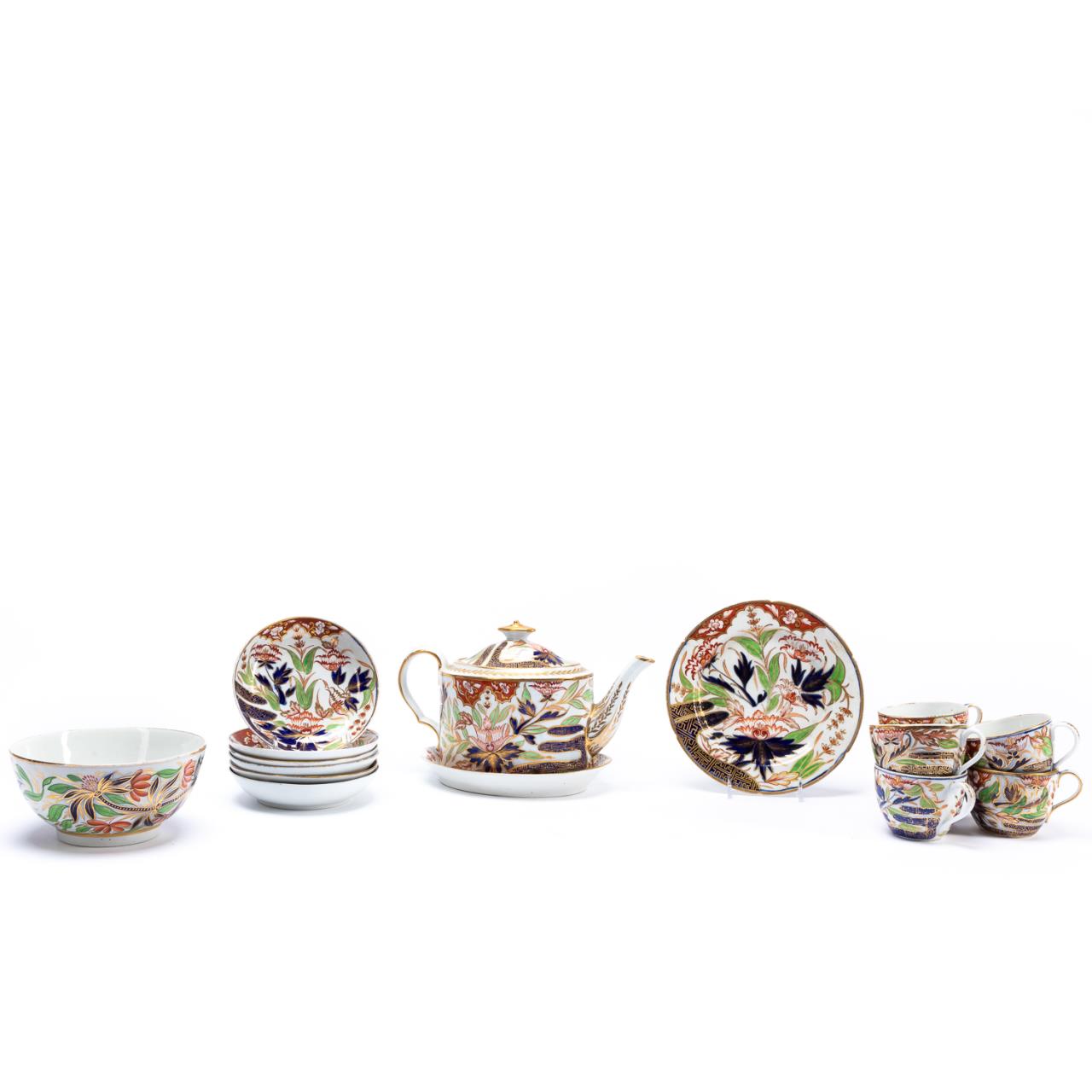 16PC ENGLISH IMARI PORCELAIN TEA 35d60a