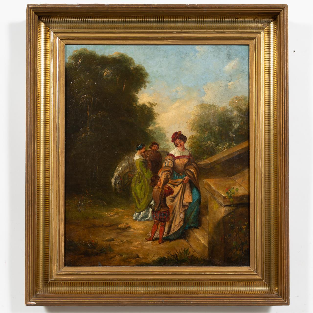 19TH C PASTORAL GENRE SCENE OIL 35d61a