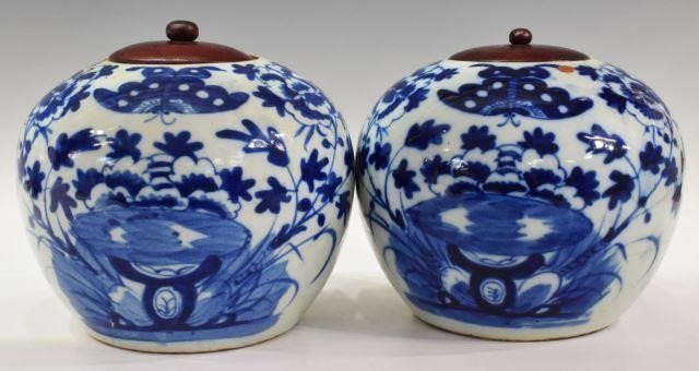 (2) CHINESE B & W PORCELAIN BUTTERFLY