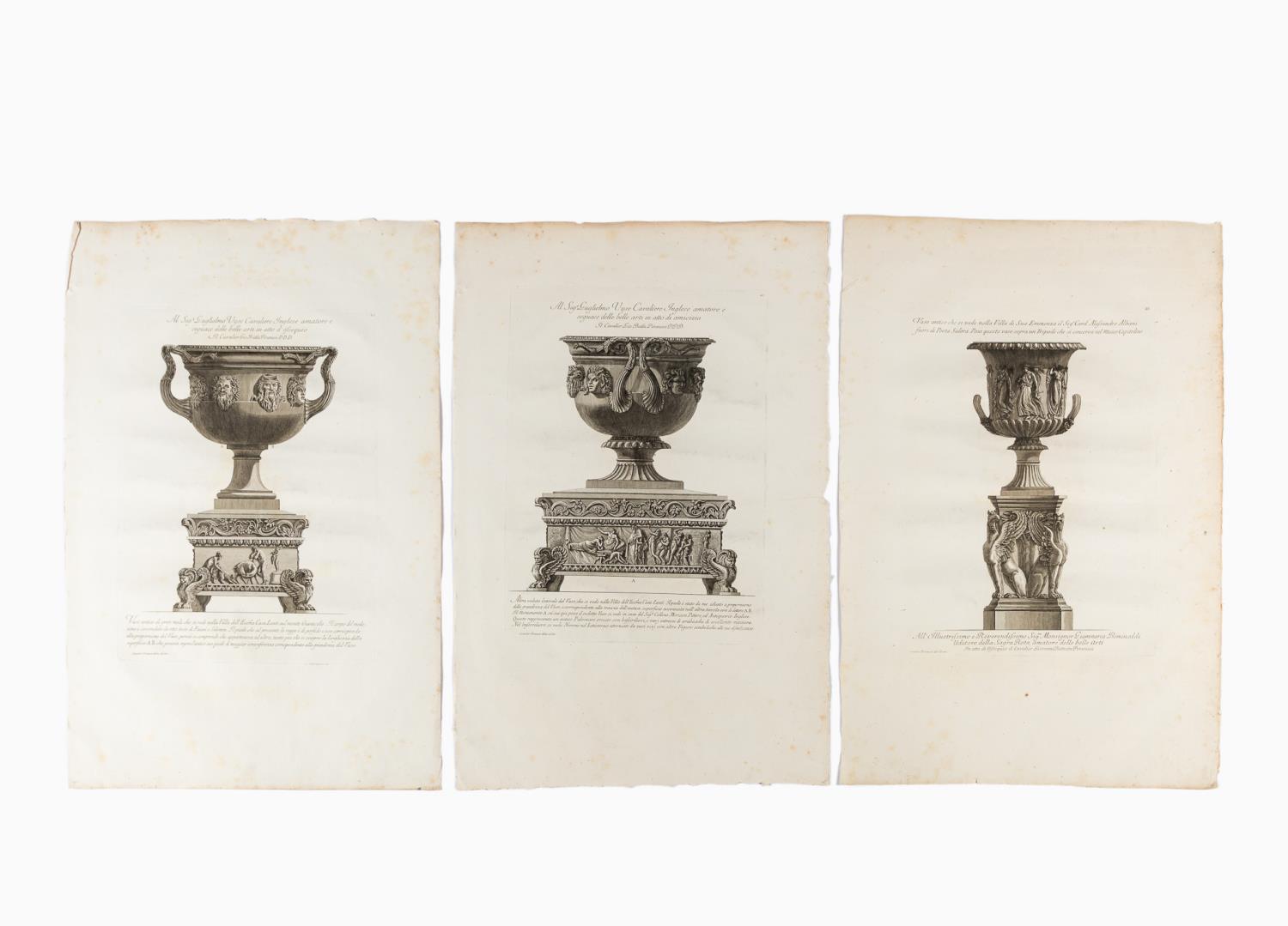 3 PCS PIRANESI CLASSICAL URN ENGRAVINGS 35d6d7